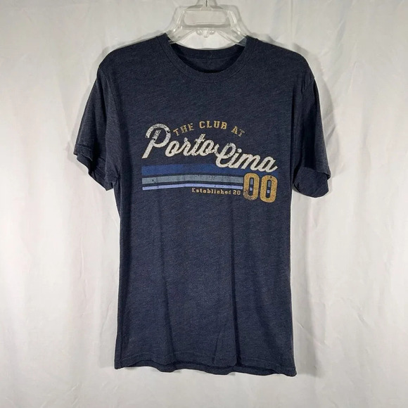 Porto Lima Shirt Men's Medium Blue Graphic Print Short Sleeve Crew Neck - Picture 1 of 8